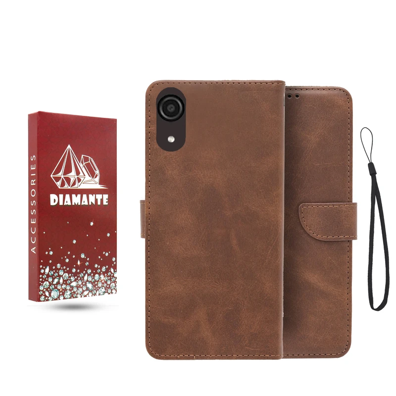 کیف کلاسوری دیامانته مدل جاکارتی بنددار مناسب برای گوشی موبایل سامسونگ Galaxy A03 Core به همراه بند آویز