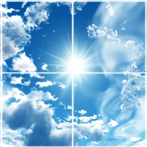  تایل سقفی آسمان مجازی طرح خورشید و ابرها کد ST 7141-4 سایز 60x60 سانتی متر مجموعه 4 عددی