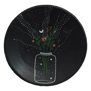 بشقاب دیوارکوب سفالی طرح شب و گیاه مدل MS03