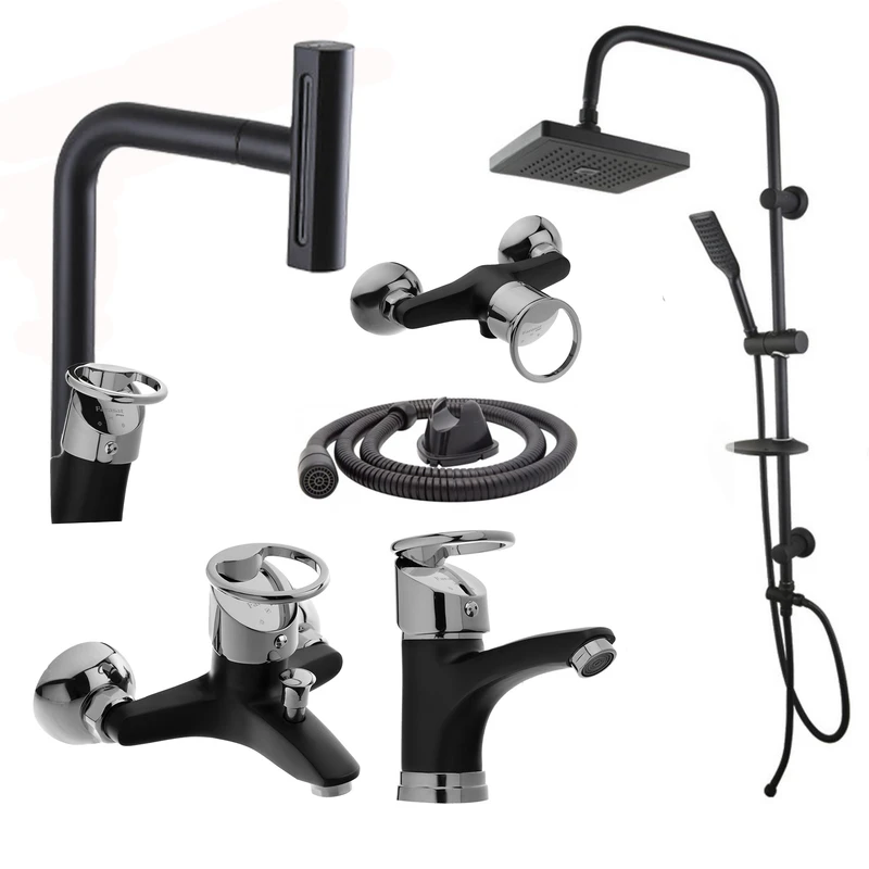 ست شیرآلات توفیق مدل آبشاری النگویی چهارحالته مجموعه 6 عددی