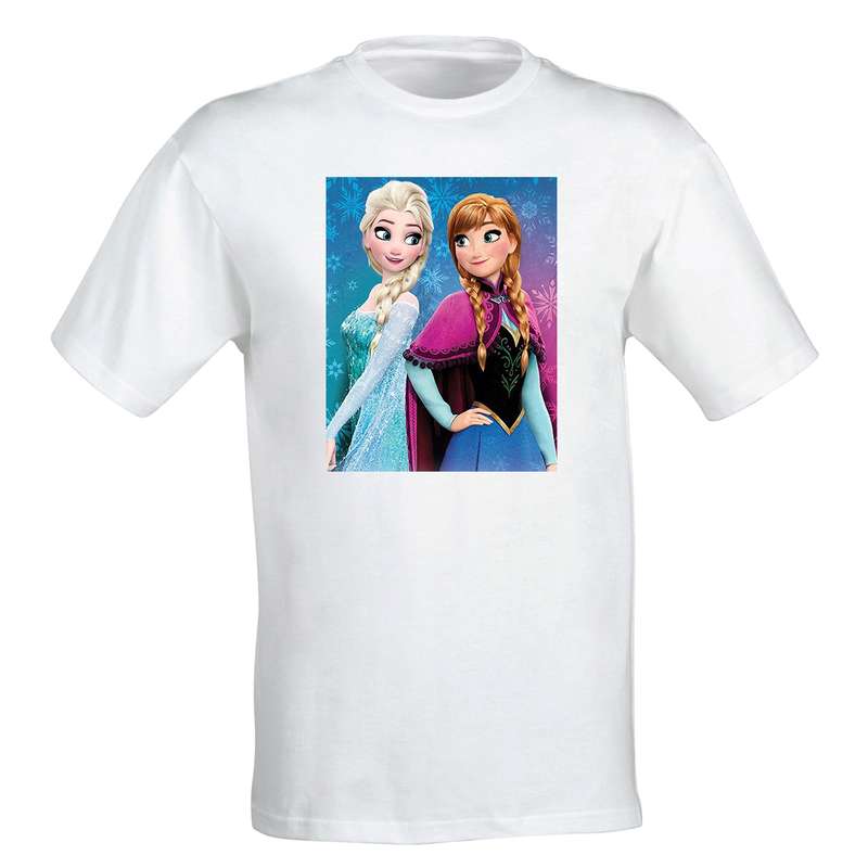 تی شرت آستین کوتاه دخترانه طرح السا و آنا کد 90