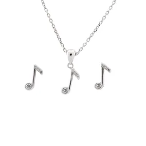 نیم ست نقره زنانه طرح نوت موسیقی مدل NS-321