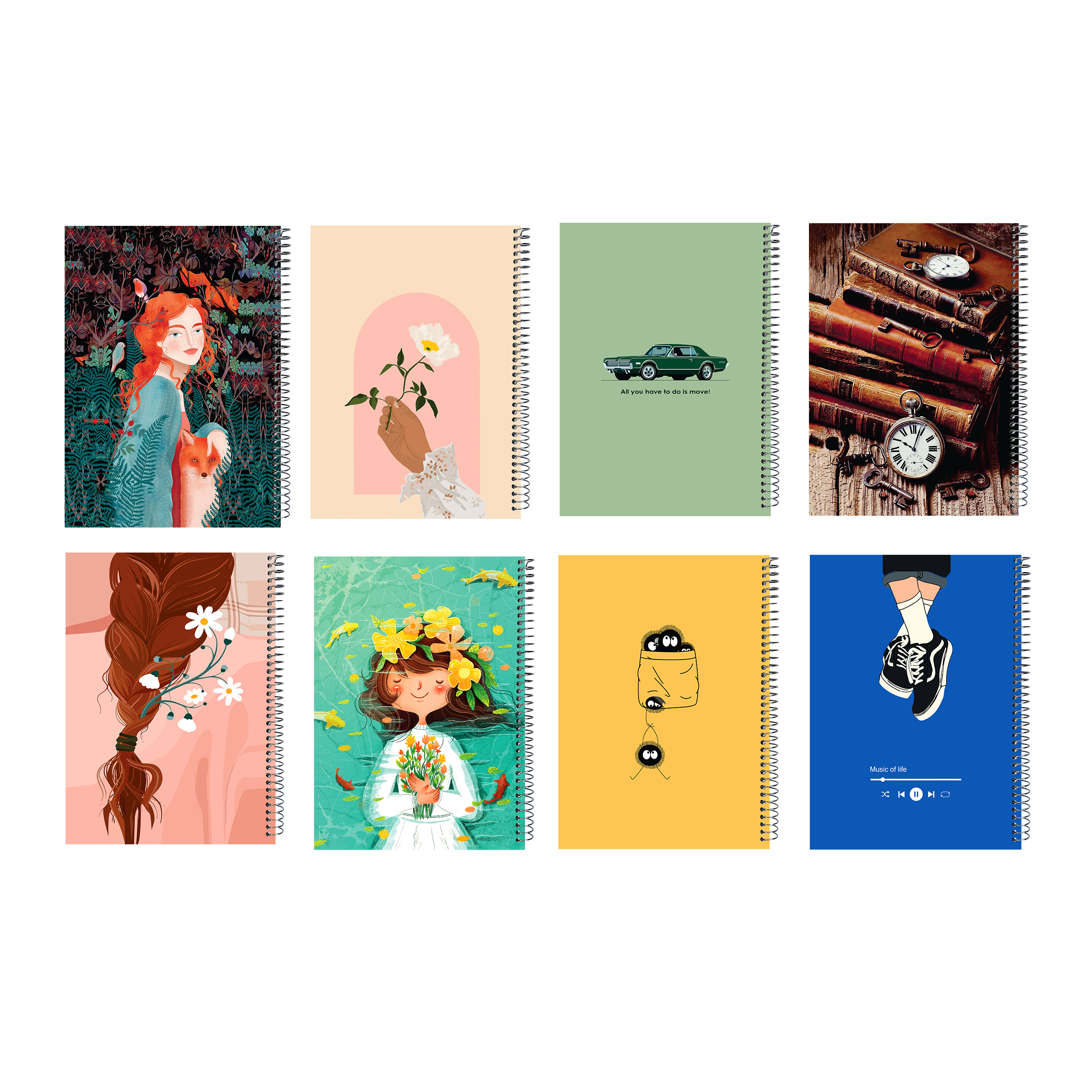 دفتر 100 برگ پدیده نقش کد 001 بسته 8 عددی