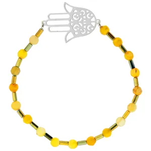 دستبند نقره زنانه گالری عزیزی طرح دست مدل 14605 