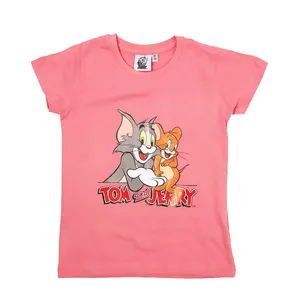 تی‌شرت آستین تا روی شانه دخترانه مدل تام و جری لوپ