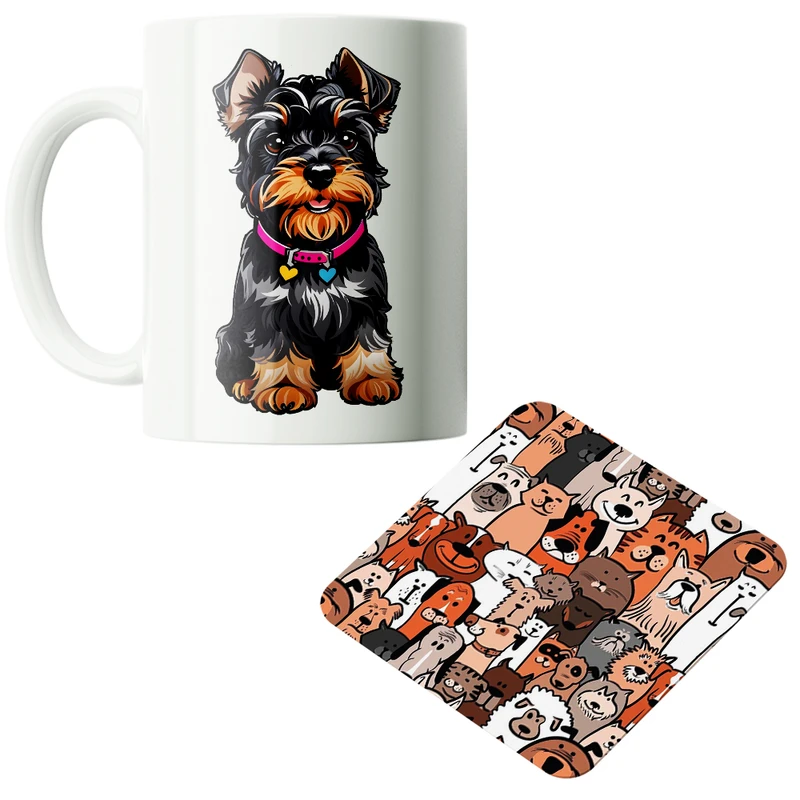 ماگ پاد آفرین مدل سگ کیوت فانتزی بامزه کارتونی کد PZ528 به همراه زیرلیوانی