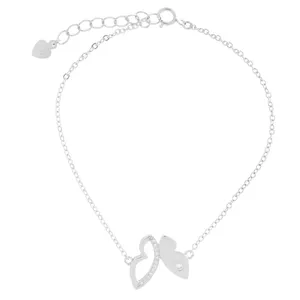 دستبند نقره زنانه آی جواهر طرح پروانه کد 77252D