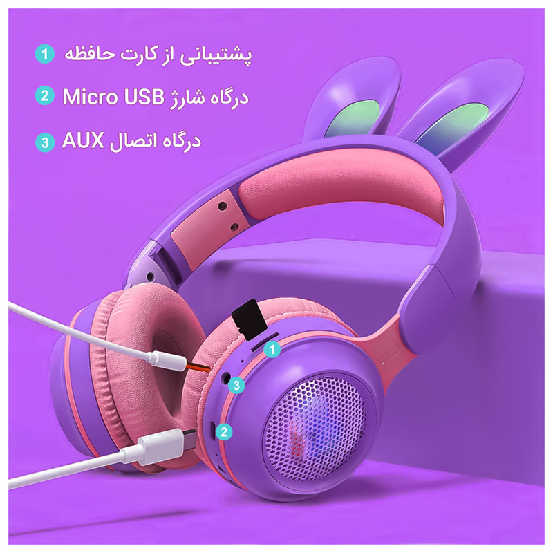 هدفون بلوتوثی مدل KE-01 طرح Rabbit 2