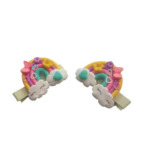 گیره مو دخترانه طرح رنگین کمان بسته دو عددی