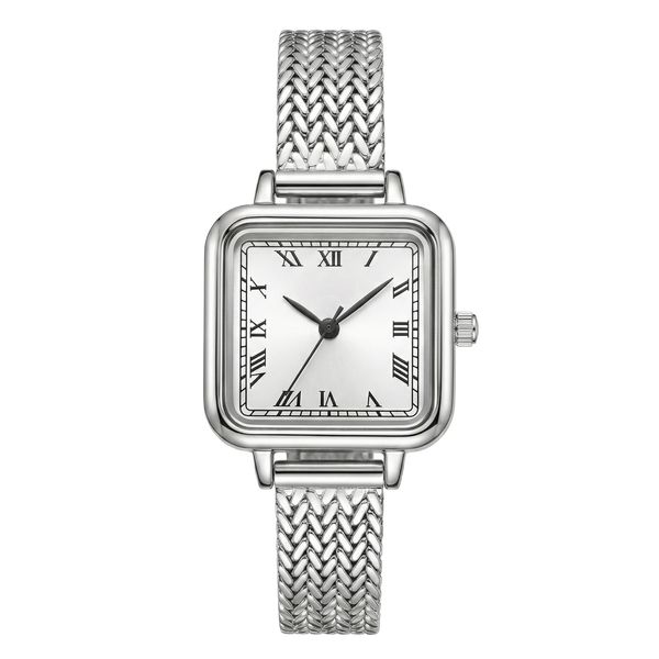 ساعت مچی عقربه‌ای کوارتز زنانه مدل اسپرت مینیمال بند استیل طرح بافت گندمی کد ۴