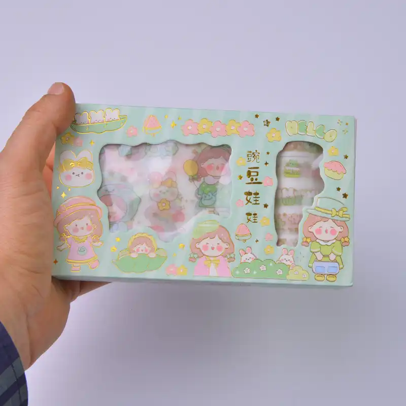 چسب نواری مدل واشی عرض 1.5 سانتی متر به همراه استیکر  بسته 9 عددی