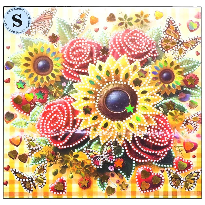 بازی آموزشی سمید مدل ساخت تابلو نقاشی الماسی برنزی طرح گل آفتابگردان