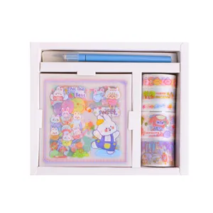 چسب نواری مدل واشی طرح دخترانه به همراه برچسب و کاتر بسته 16 عددی