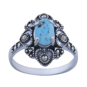 انگشتر نقره زنانه بازرگانی میلادی مدل  فیروزه کد AW_210