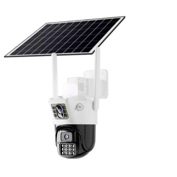 دوربین مداربسته تحت شبکه 4G V380pro مدل سیمکارتی 2لنز پنل خورشیدی 