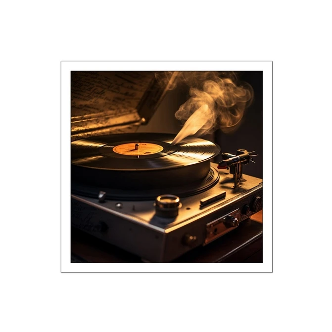 تابلو نوری بکلیت طرح هنر موسیقی و دیسک گرامافون مدل W-MID-18677