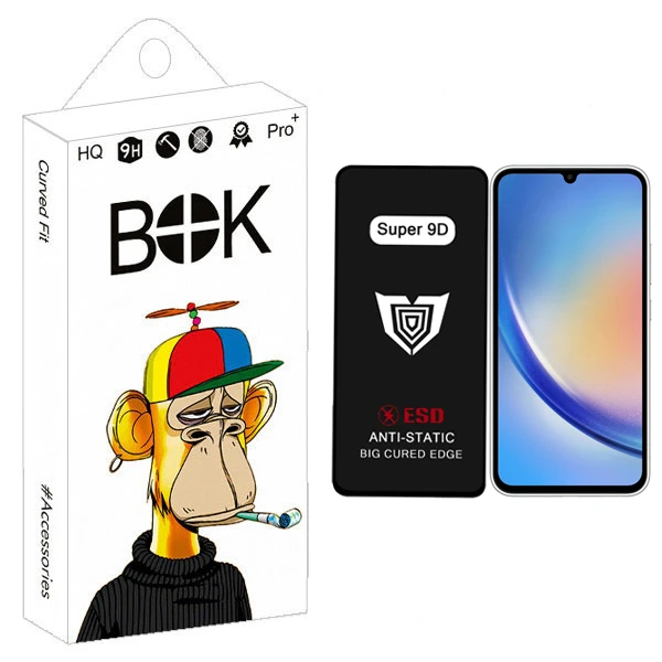 محافظ صفحه نمایش بوک مدل Super 9D Guard مناسب برای گوشی موبایل سامسونگ galaxy a24
