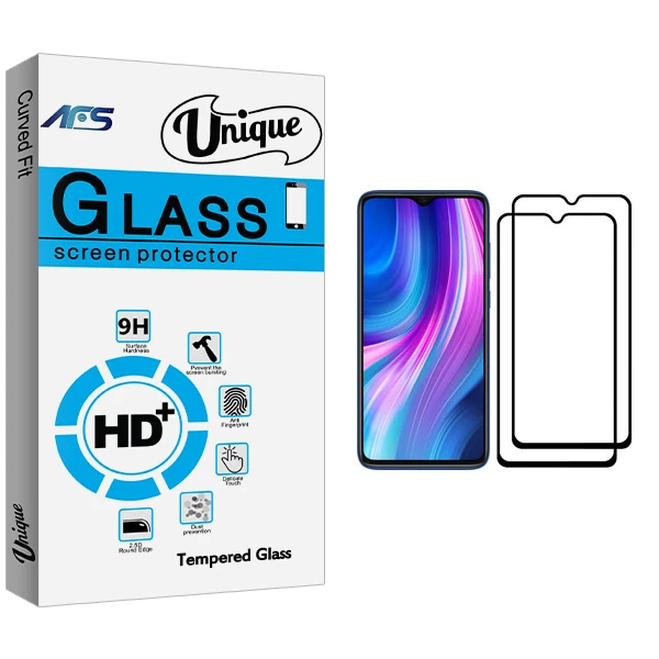 محافظ صفحه نمایش ای اف اس مدل Unique Glass مناسب برای گوشی موبایل شیائومی Redmi Note 8 Pro بسته دو عددی