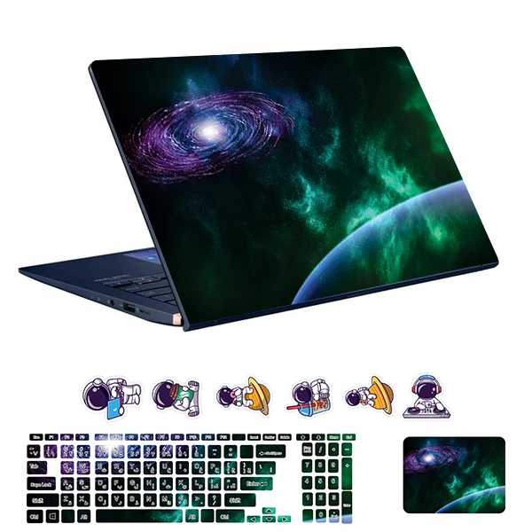 استیکر لپ تاپ توییجین و موییجین طرح Space  کد 180 مناسب برای لپ تاپ 15.6 اینچ به همراه برچسب حروف فارسی کیبورد