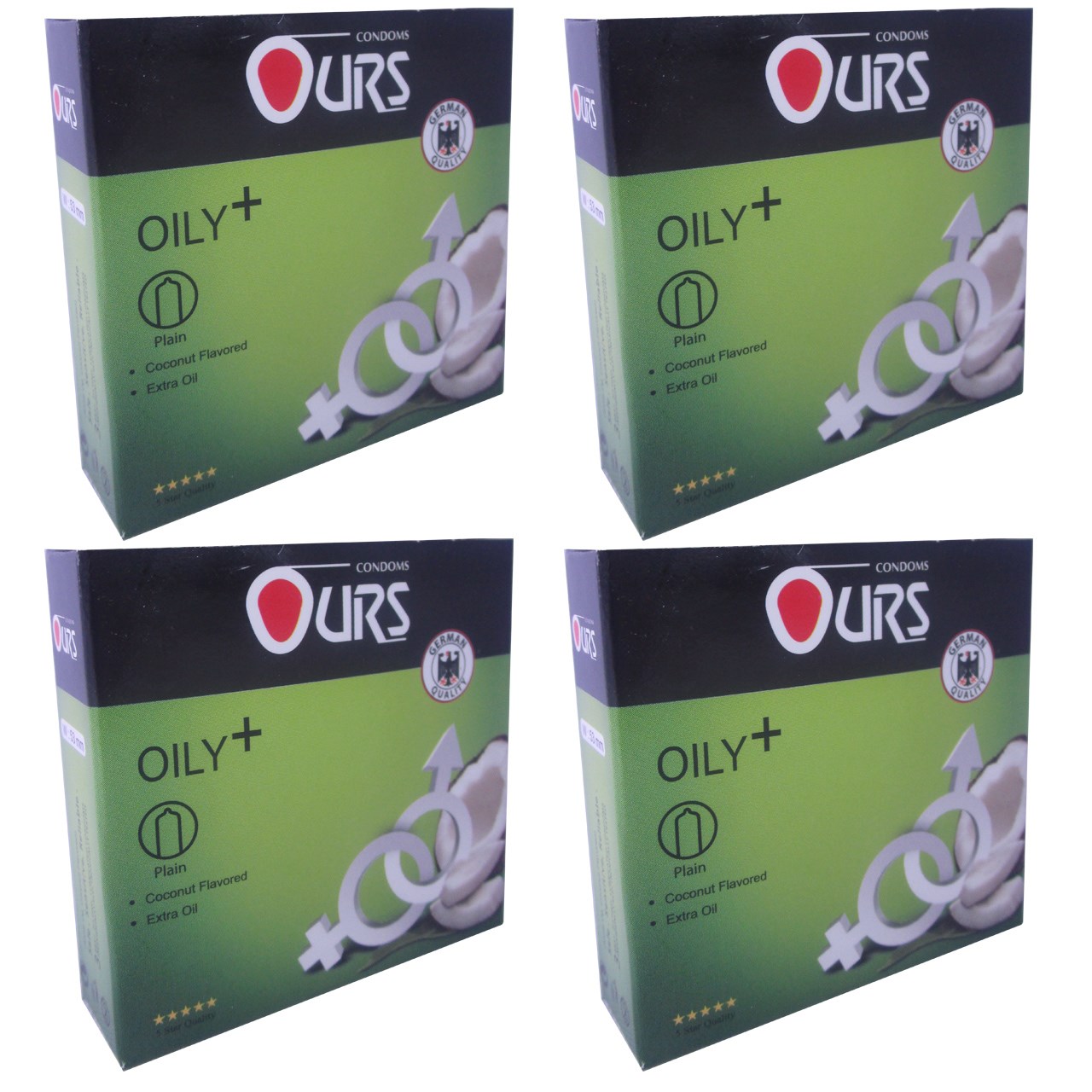 پک 4 بسته ای کاندوم Ours مدل Oily هر بسته 3 عدد