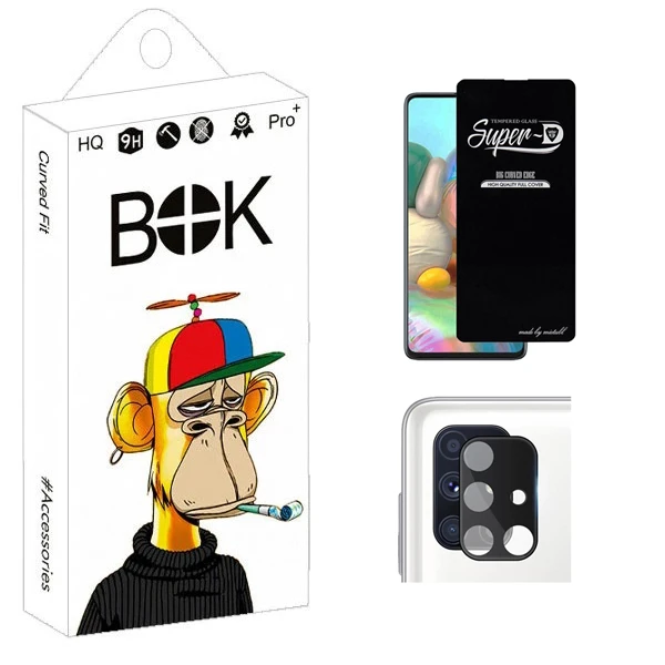 محافظ صفحه نمایش بوک مدل Clear SuperD مناسب برای گوشی موبایل سامسونگ Galaxy A71 به همراه محافظ لنز دوربین