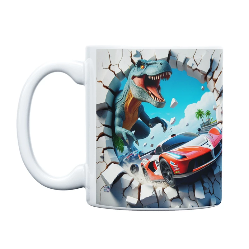 ماگ حس آمیزی طرح سه بعدی مدل دایناسور و مسابقه اتومبیلرانی کد 4