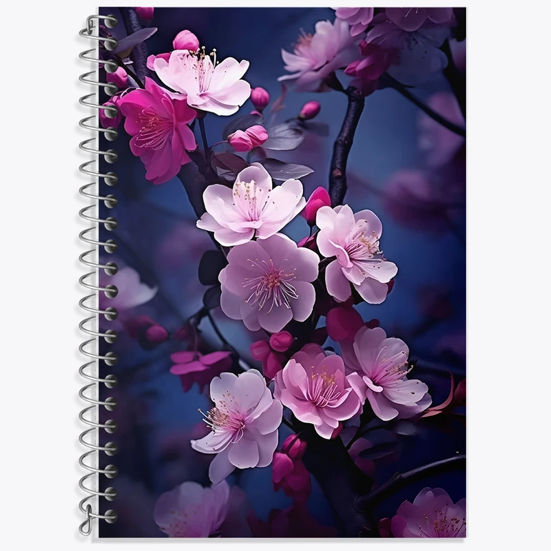 دفتر زبان 50 برگ خندالو مدل دو خط طرح گل صورتی کد F5248