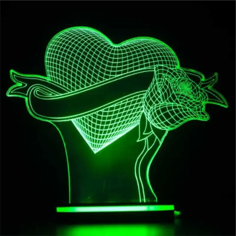 چراغ خواب طرح عاشقانه قلب و گل