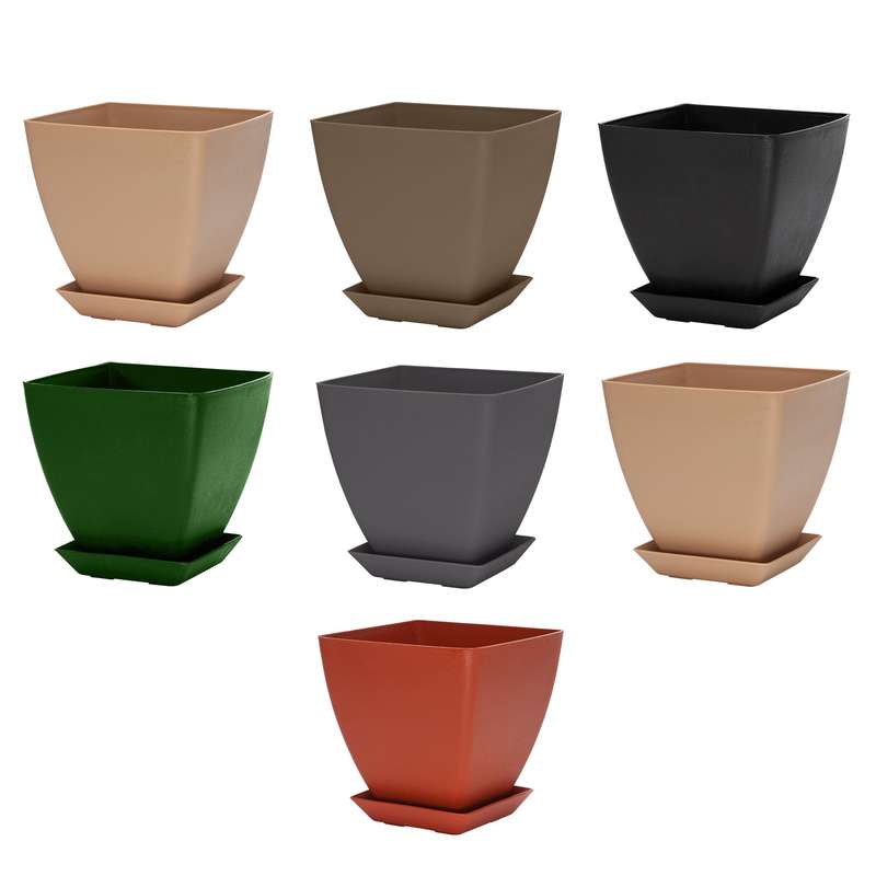 گلدان گل آذین مدل پلاستیکی مربع کد 7 مجموعه 7 عددی