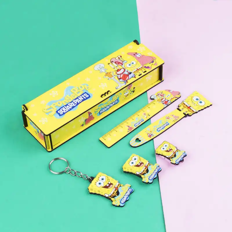 بسته لوازم تحریر مدل باب اسفنجی مجموعه 6 عددی