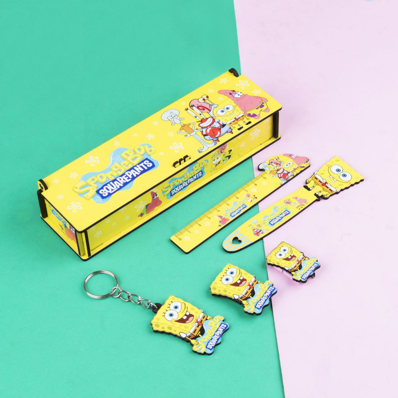 بسته لوازم تحریر مدل باب اسفنجی مجموعه 6 عددی