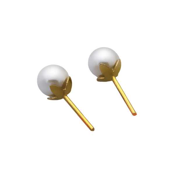 گوشواره میخی طلا 18 عیار زنانه گالری رحمانی مدل تک مروارید کد 06 - 2