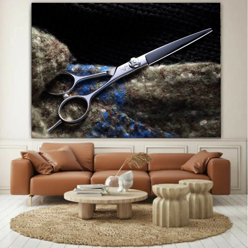 تابلو بوم طرح مخمل قیچی آرایشگری مدل کلاسیک کد GR1279