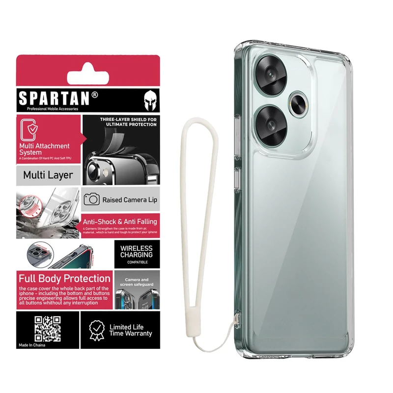 کاور اسپارتان مدل Airbag Space مناسب برای گوشی موبایل شیائومی Redmi 13/ Poco M6 4G/ Redmi Note 13R به همراه بند