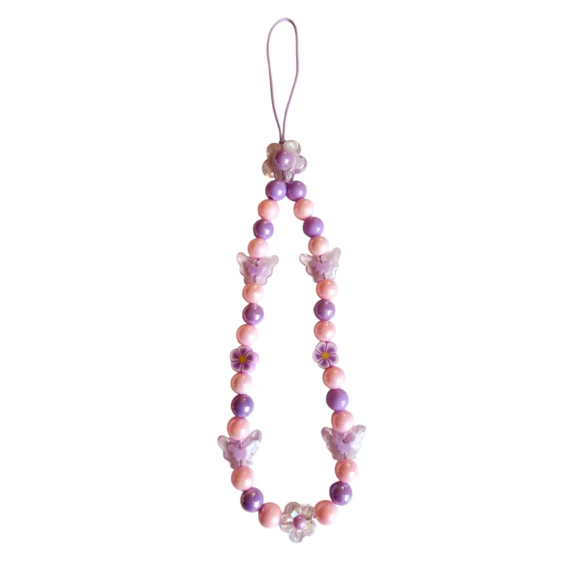 بند آویز موبایل مدل پروانه و شکوفه کریستالی