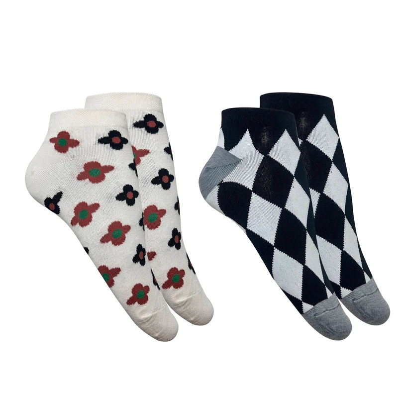 جوراب زنانه تن پوش هنگامه مدل مچی فانتزی  بسته 2 عددی