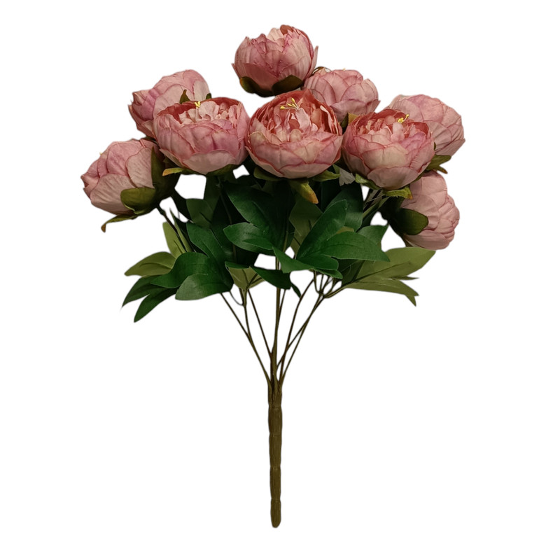 گل مصنوعی مدل بوته پیونی 9 گل