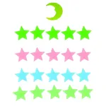 استیکر دیواری کودک طرح ماه و ستاره شب تاب کد 4CS1M بسته 21 عددی