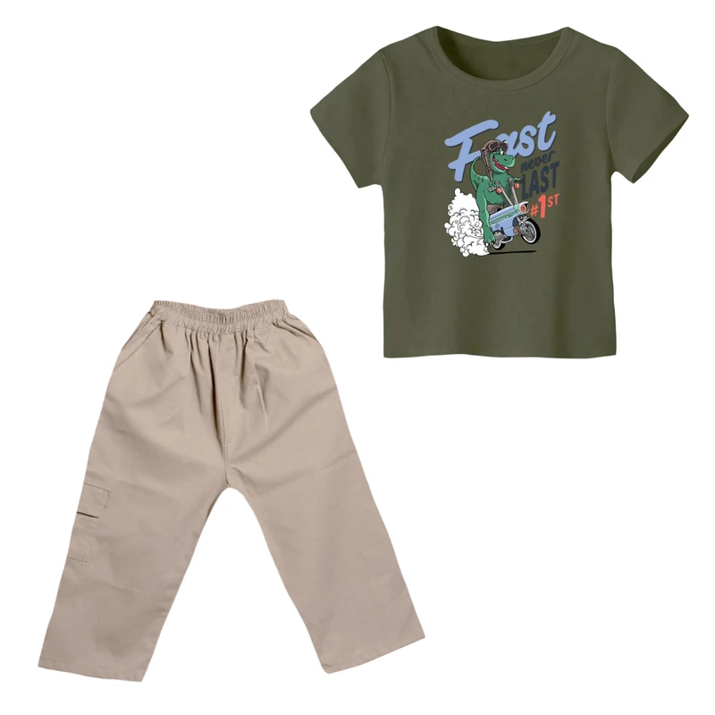 ست تی شرت و شلوارک پسرانه مدل دایناسور کد ۲۶