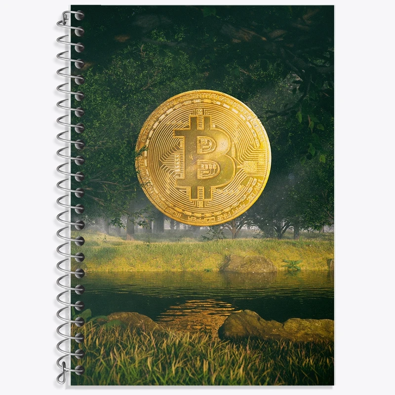 دفتر زبان 50 برگ خندالو مدل سه خط طرح بیت کوین (Bitcoin) کد F512