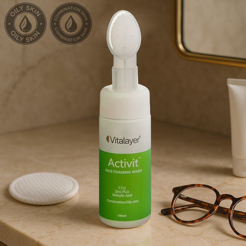 فوم شستشو صورت ویتالیر مدل اکتیویت مناسب پوست چرب و مختلط حجم 150 میلی لیتر مجموعه 2 عددی