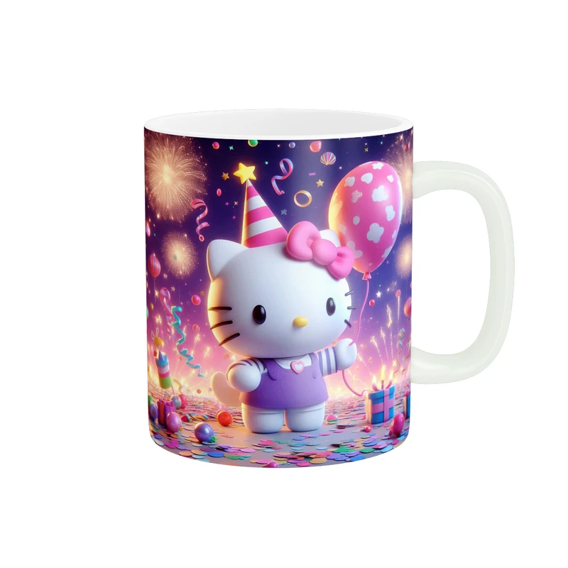 ماگ پاد آفرین طرح کیتی مدل هدیه و بادکنک کد 98