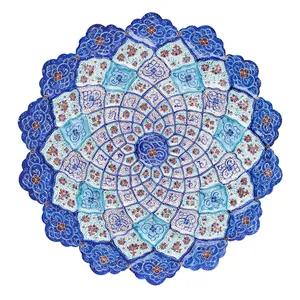 بشقاب مسی میناکاری شده اثر سلطانی طرح 5 قطر 29 سانتی متر