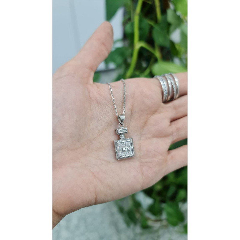 گردنبند نقره زنانه لیردا مدل مربع فانتزی کد kmed 2011
