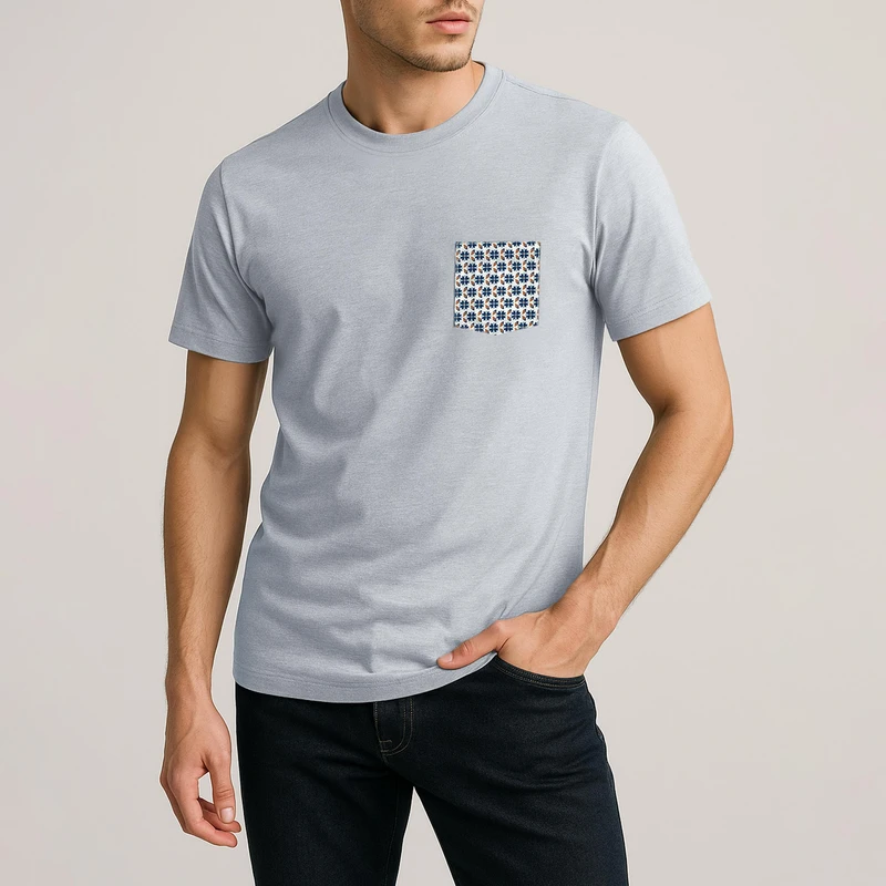 تی شرت آستین کوتاه مردانه رانژ مدل جیب دار 23RA03 - 009 رنگ طوسی