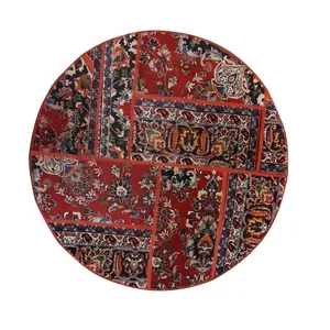 کلاژ فرش دستباف دایره یک متری مدل چهل تکه کد NKP.CO.N1