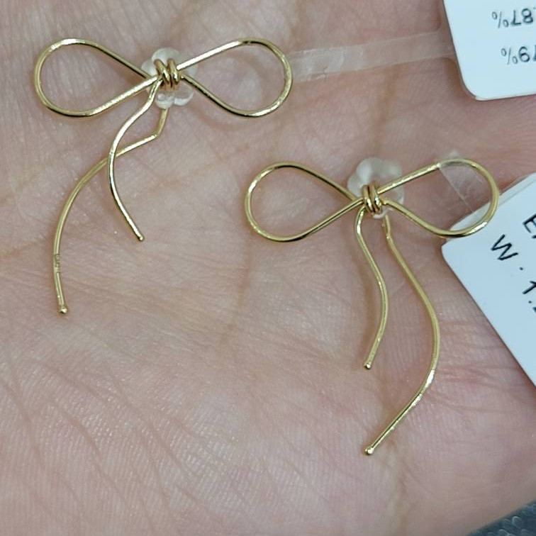 گوشواره بخیه‌ای طلا 18 عیار زنانه مان گالری مدل پاپیون مفتولی کد EA01-0032400 - 3
