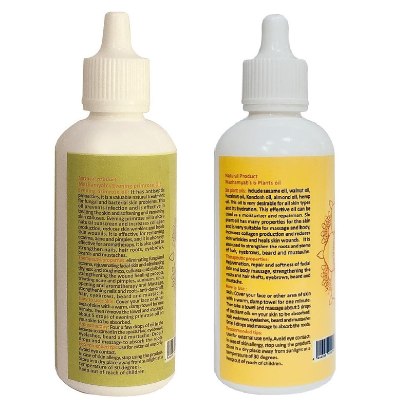 روغن تقویت کننده مو، مژه و ابرو مرهم یاب مدل شش گیاه و گل مغربی حجم 80 میلی لیتر مجموعه 2 عددی روغن تقویت کننده مو، مژه و ابرو مرهم یاب مدل شش گیاه و گل مغربی حجم 80 میلی لیتر مجموعه 2 عددی