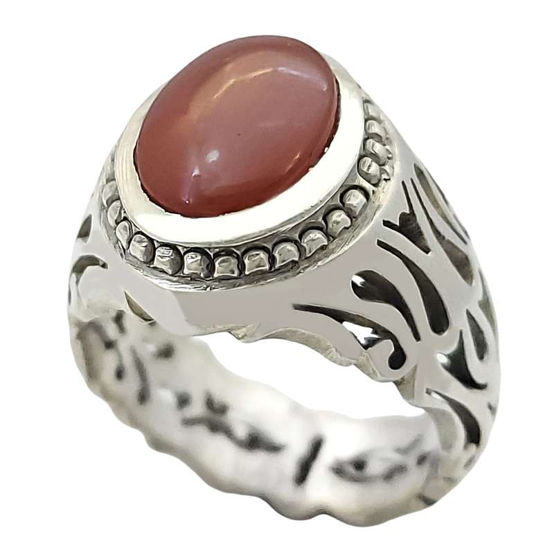 انگشتر نقره مردانه مدل عقیق یمنی کد VA4262