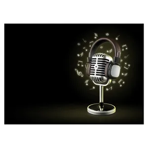 فرش پارچه‌ای مدل فرشینه طرح میکروفون و موسیقی کد AR3059780